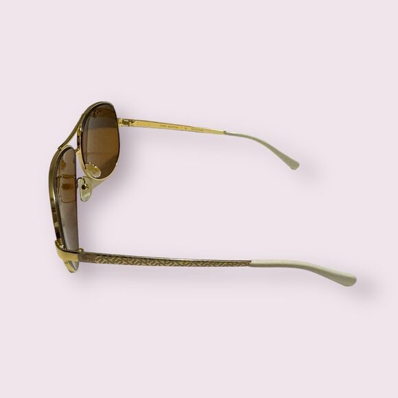 Tory Burch‎ TY6035 White/Gold Aviator Sunglasses - Picture 3 of 9